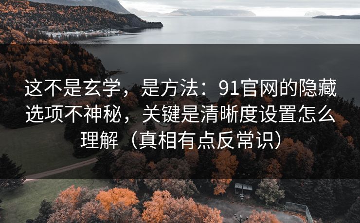 这不是玄学，是方法：91官网的隐藏选项不神秘，关键是清晰度设置怎么理解（真相有点反常识）