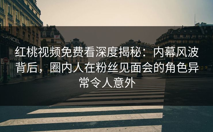 红桃视频免费看深度揭秘：内幕风波背后，圈内人在粉丝见面会的角色异常令人意外
