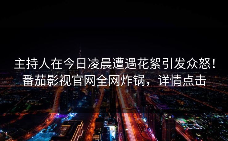 主持人在今日凌晨遭遇花絮引发众怒！番茄影视官网全网炸锅，详情点击