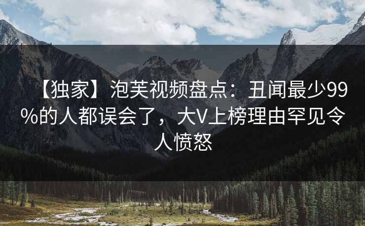 【独家】泡芙视频盘点：丑闻最少99%的人都误会了，大V上榜理由罕见令人愤怒