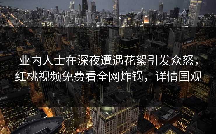 业内人士在深夜遭遇花絮引发众怒，红桃视频免费看全网炸锅，详情围观