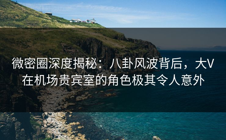 微密圈深度揭秘：八卦风波背后，大V在机场贵宾室的角色极其令人意外