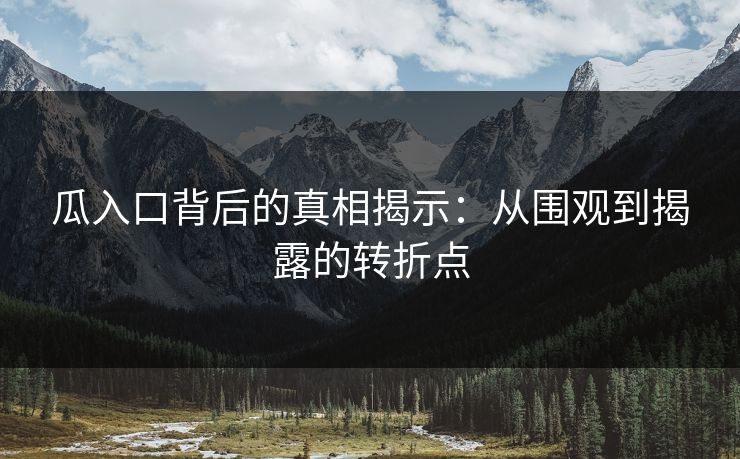 瓜入口背后的真相揭示：从围观到揭露的转折点